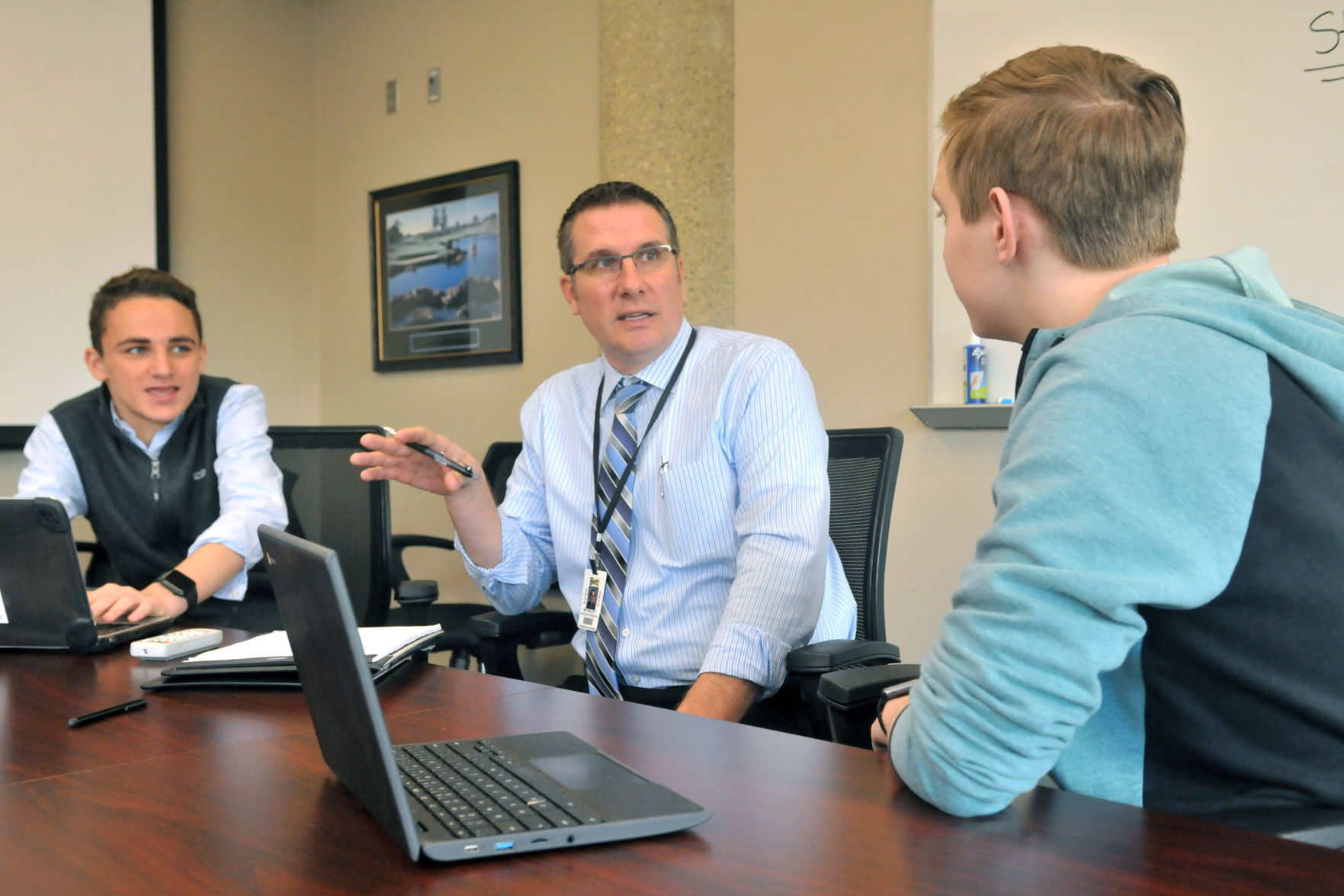 Progress: Assistant principal Kevin Skillett at Bettendorf high school